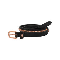 Ceinture anglaise en cuir avec clincher en or rose Equestro Noir Ceinture anglaise en cuir avec clincher en or rose Equestro Noir