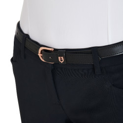 Ceinture anglaise en cuir avec clincher en or rose Equestro Noir