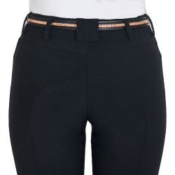 Ceinture anglaise en cuir avec clincher en or rose Equestro Noir