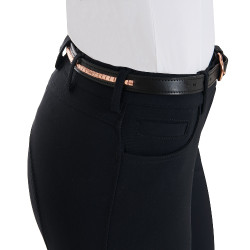 Ceinture anglaise en cuir avec clincher en or rose Equestro Noir