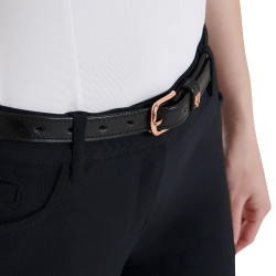 Ceinture anglaise en cuir avec clincher en or rose Equestro Noir