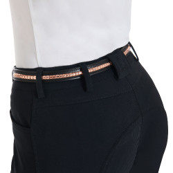 Ceinture anglaise en cuir avec clincher en or rose Equestro Noir