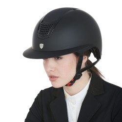 Casque ultra-léger en plastique mat résistant avec large visière (3 rembourrages) Eclipse Equestro Noir / noir