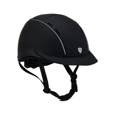 Casque Phantom avec logo frontal et inserts en cuir Equestro Noir