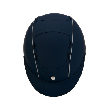 Casque Phantom avec logo frontal et inserts en cuir Equestro Marine Bleu marine