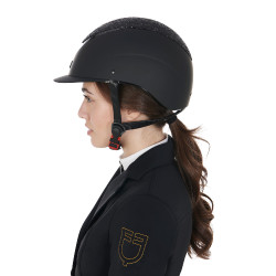 Casque femme Galaxy avec visière étroite et strass Equestro Noir / noir brillant