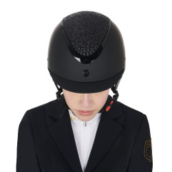 Casque femme Galaxy avec visière étroite et strass Equestro Noir / noir brillant