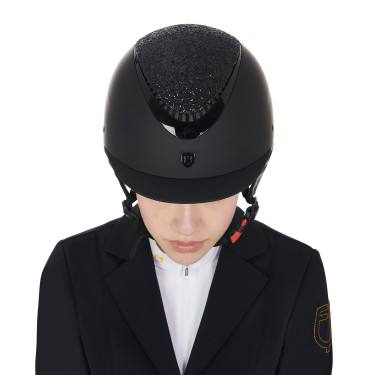Casque femme Galaxy avec visière étroite et strass Equestro Noir / noir brillant