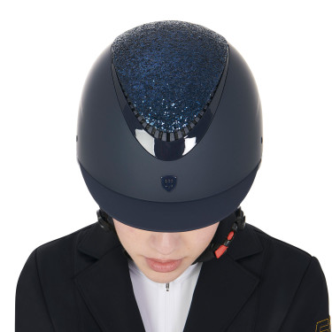 Casque femme Galaxy avec visière étroite et strass Equestro Marine / marine brillant Bleu