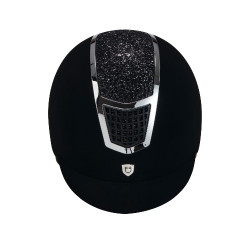 Casque en velours ultra-léger avec strass Eclipse Equestro Noir / argent