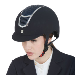 Casque en velours ultra-léger avec strass Eclipse Equestro Marine / argent Bleu