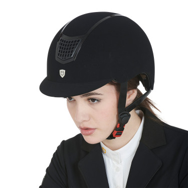 Casque Eclipse en velours uni (3 rembourrages) Equestro Noir / noir