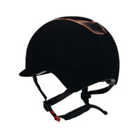 Casque Eclipse en velours uni (3 rembourrages) Equestro Noir / rose gold Casque Eclipse en velours uni (3 rembourrages) Equestro Noir / rose gold
