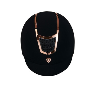 Casque Eclipse en velours uni (3 rembourrages) Equestro Noir / rose gold