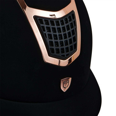 Casque Eclipse en velours uni (3 rembourrages) Equestro Noir / rose gold