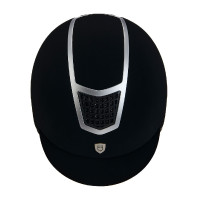 Casque Eclipse en velours uni (3 rembourrages) Equestro Noir / rose gold