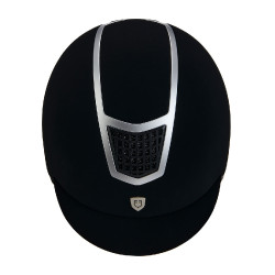 Casque Eclipse en velours uni (3 rembourrages) Equestro Noir / argent