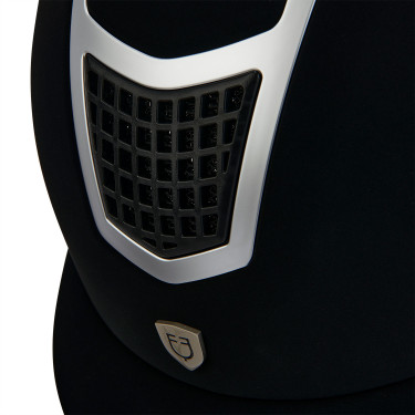 Casque Eclipse en velours uni (3 rembourrages) Equestro Noir / argent