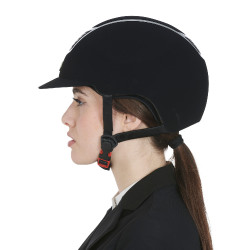 Casque Eclipse en velours uni (3 rembourrages) Equestro Noir / argent