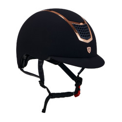 Casque Eclipse en velours uni (3 rembourrages) Equestro Marine / rose gold Bleu marine
