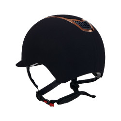 Casque Eclipse en velours uni (3 rembourrages) Equestro Marine / rose gold Bleu marine