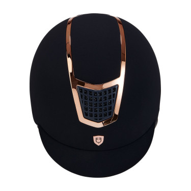 Casque Eclipse en velours uni (3 rembourrages) Equestro Marine / rose gold Bleu marine
