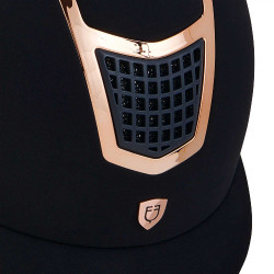 Casque Eclipse en velours uni (3 rembourrages) Equestro Marine / rose gold Bleu marine