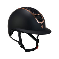 Casque Eclipse avec strass et visière large (3 rembourrages) Equestro Noir / rose gold Casque Eclipse avec strass et visière large (3 rembourrages) Equestro Noir / rose gold