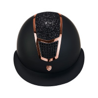 Casque Eclipse avec strass et visière large (3 rembourrages) Equestro Noir / rose gold Casque Eclipse avec strass et visière large (3 rembourrages) Equestro Noir / rose gold