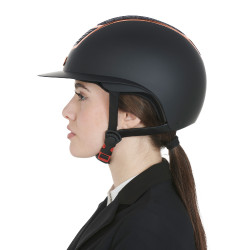 Casque Eclipse avec strass et visière large (3 rembourrages) Equestro Noir / rose gold