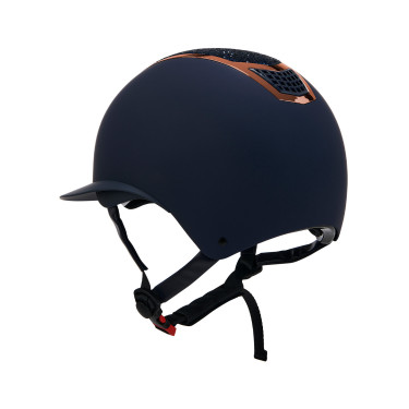 Casque Eclipse avec strass et visière large (3 rembourrages) Equestro Marine / rose gold Bleu marine
