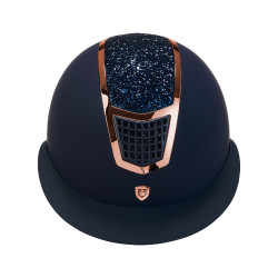 Casque Eclipse avec strass et visière large (3 rembourrages) Equestro Marine / rose gold Bleu marine