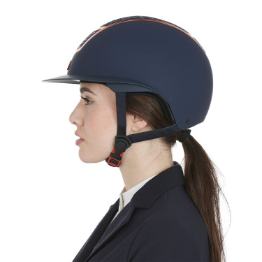 Casque Eclipse avec strass et visière large (3 rembourrages) Equestro Marine / rose gold Bleu marine