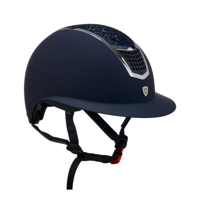 Casque Eclipse avec strass et visière large (3 rembourrages) Equestro Marine / argent