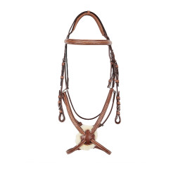 Bride avec muserolle mexicaine et mouton synthétique Equestro Cognac Marron Bride avec muserolle mexicaine et mouton synthétique Equestro Cognac Marron
