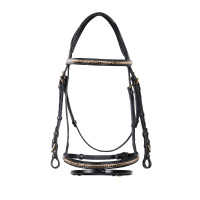 Bride anglaise en cuir clincher sans rênes Equestro Noir Bride anglaise en cuir clincher sans rênes Equestro Noir