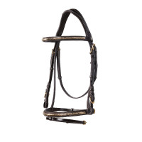 Bride anglaise en cuir clincher sans rênes Equestro Marron foncé