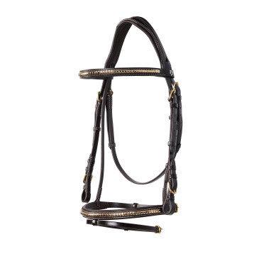 Bride anglaise en cuir clincher sans rênes Equestro Marron foncé