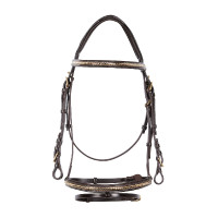 Bride anglaise en cuir clincher sans rênes Equestro Marron foncé