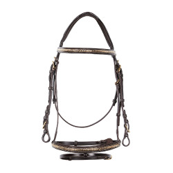 Bride anglaise en cuir clincher sans rênes Equestro Marron foncé