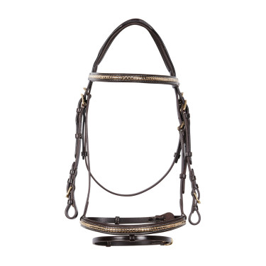 Bride anglaise en cuir clincher sans rênes Equestro Marron foncé