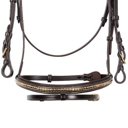 Bride anglaise en cuir clincher sans rênes Equestro Marron foncé