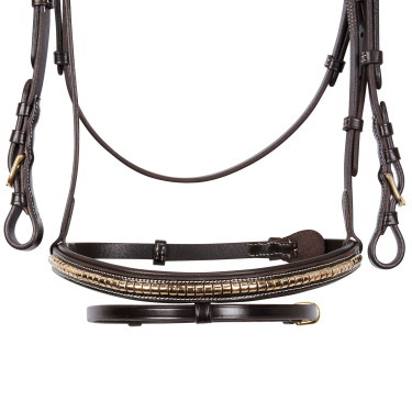 Bride anglaise en cuir clincher sans rênes Equestro Marron foncé