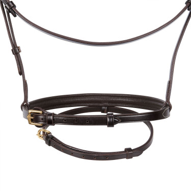 Bride anglaise en cuir clincher sans rênes Equestro Marron foncé