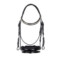 Bride anglaise en cuir avec paillettes sans rênes Equestro Noir