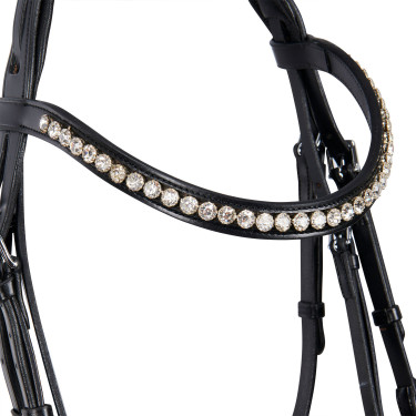 Bride anglaise en cuir avec paillettes sans rênes Equestro Bride anglaise en cuir avec paillettes sans rênes Equestro