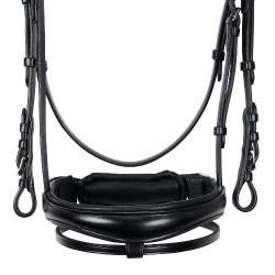 Bride anglaise en cuir avec paillettes sans rênes Equestro Noir