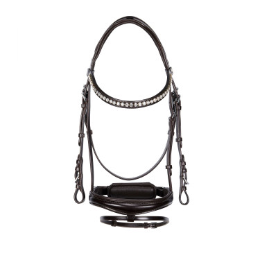 Bride anglaise en cuir avec paillettes sans rênes Equestro Bride anglaise en cuir avec paillettes sans rênes Equestro