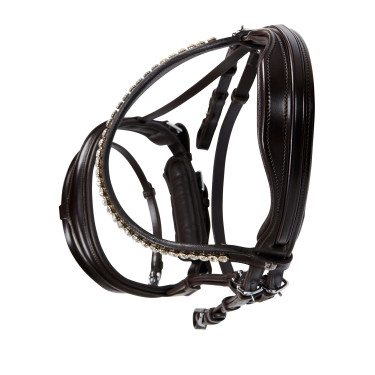 Bride anglaise en cuir avec paillettes sans rênes Equestro Bride anglaise en cuir avec paillettes sans rênes Equestro