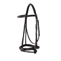 Bride anglaise en cuir avec broderies Deco Equestro Noir